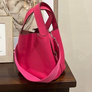 PINK leather bucket bag
